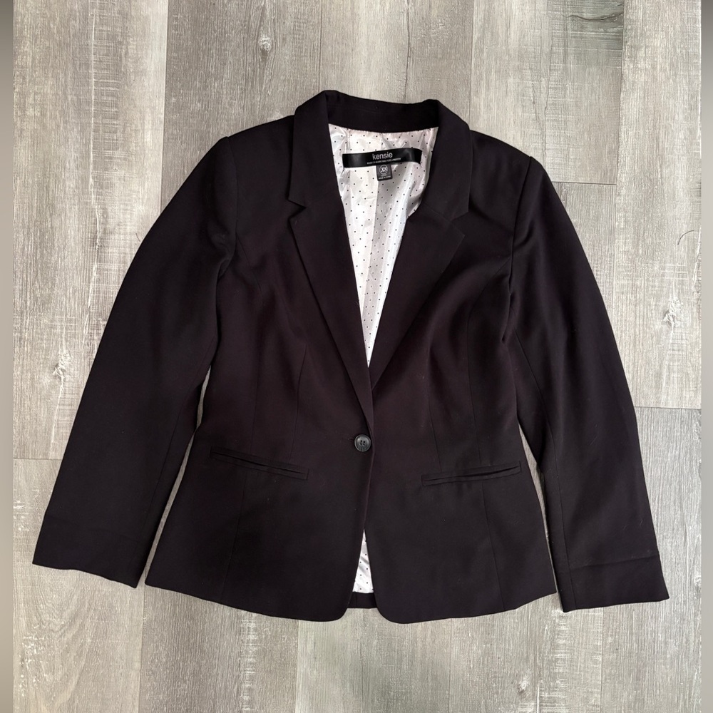 Kensie Black Single-Button Tailored Blazer